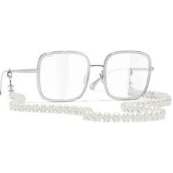 Chanel - Square Sunglasses - Silver Transparent - Chanel Eyewear - Avvenice