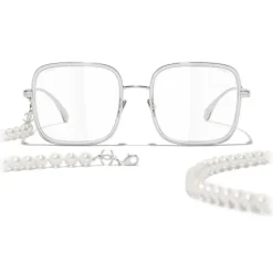 Chanel - Square Sunglasses - Silver Transparent - Chanel Eyewear - Avvenice