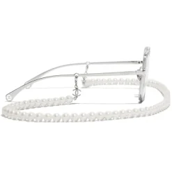 Chanel - Square Sunglasses - Silver Transparent - Chanel Eyewear - Avvenice