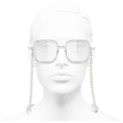 Chanel - Square Sunglasses - Silver Transparent - Chanel Eyewear - Avvenice