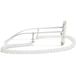 Chanel - Square Sunglasses - Silver Beige Transparent - Chanel Eyewear - Avvenice