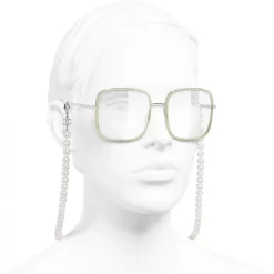 Chanel - Square Sunglasses - Silver Beige Transparent - Chanel Eyewear - Avvenice