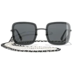 Chanel - Square Sunglasses - Dark Silver Gray - Chanel Eyewear - Avvenice