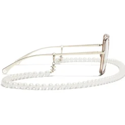 Chanel - Square Sunglasses - Gold Beige Transparent - Chanel Eyewear - Avvenice