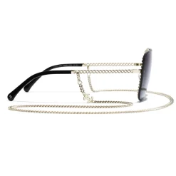 Chanel - Square Sunglasses - Gold Gray - Chanel Eyewear - Avvenice