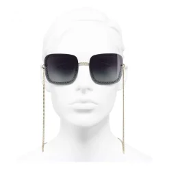 Chanel - Square Sunglasses - Gold Gray - Chanel Eyewear - Avvenice