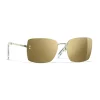 Chanel - Square Sunglasses - Gold Glitter - Chanel Eyewear - Avvenice