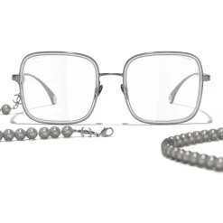 Chanel - Square Sunglasses - Dark Silver Transparent - Chanel Eyewear - Avvenice