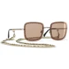 Chanel - Square Sunglasses - Gold Light Brown - Chanel Eyewear - Avvenice