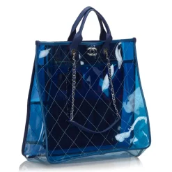 Chanel Vintage - 2018 Quilted PVC Large Coco Splash Shopping Tote Bag - Blue - PVC Handbag - Luxury High Quality - Avvenice