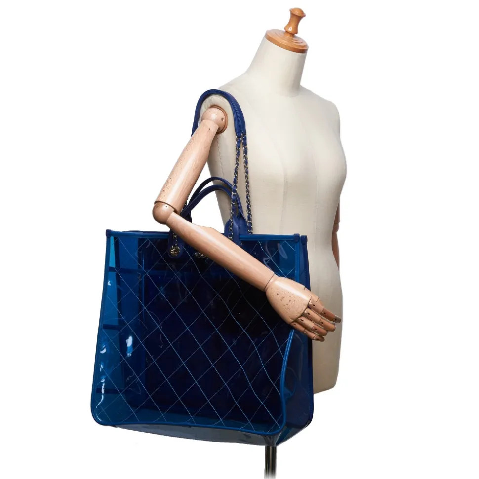 Chanel Vintage - 2018 Quilted PVC Large Coco Splash Shopping Tote Bag - Blue - PVC Handbag - Luxury High Quality - Avvenice