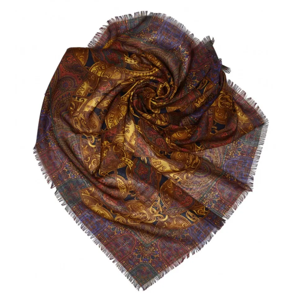 Chanel Vintage - Art Printed Silk Scarf - Brown - Silk Foulard - Luxury High Quality - Avvenice