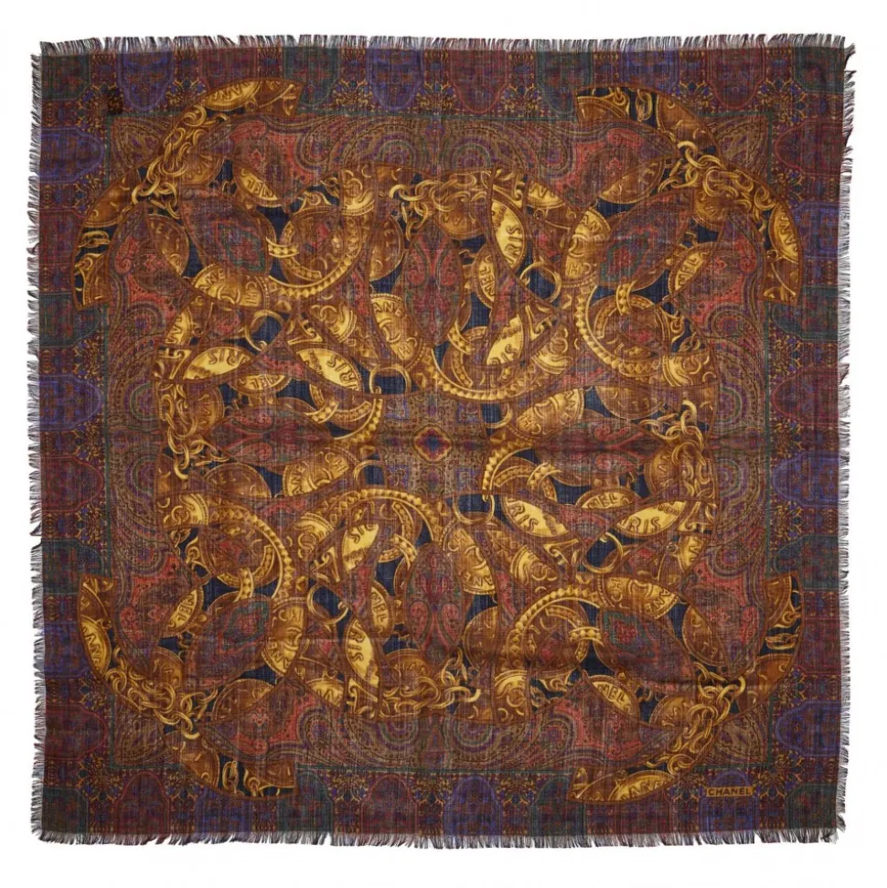 Chanel Vintage - Art Printed Silk Scarf - Brown - Silk Foulard - Luxury High Quality - Avvenice