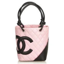 Chanel Vintage - Cambon Ligne Petit Bucket Bag - Pink Black - Leather Handbag - Luxury High Quality - Avvenice