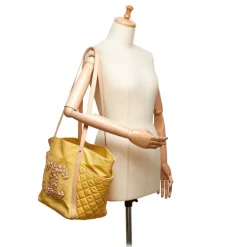 Chanel Vintage - Camellia CC Tote Bag - Yellow - Leather and Canvas Handbag - Luxury High Quality - Avvenice