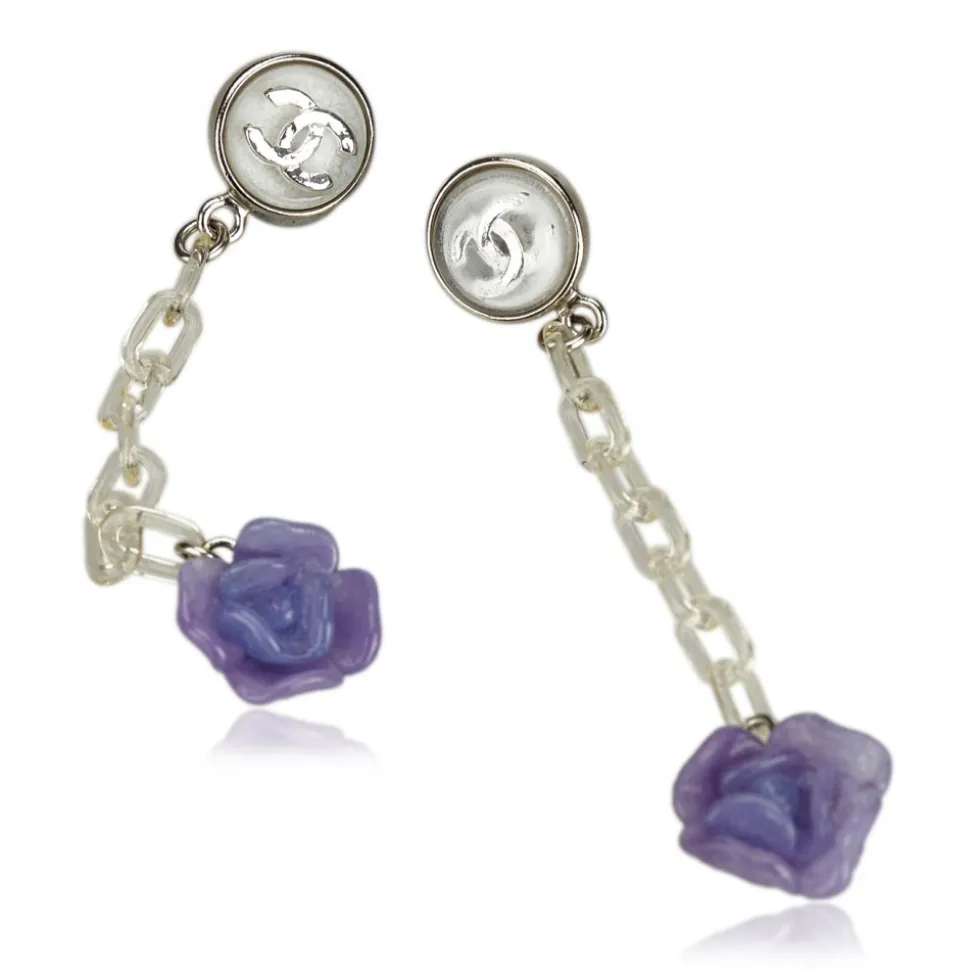 Chanel Vintage - Camellia Drop Earrings - Silver - Earrings Chanel - Luxury High Quality - Avvenice