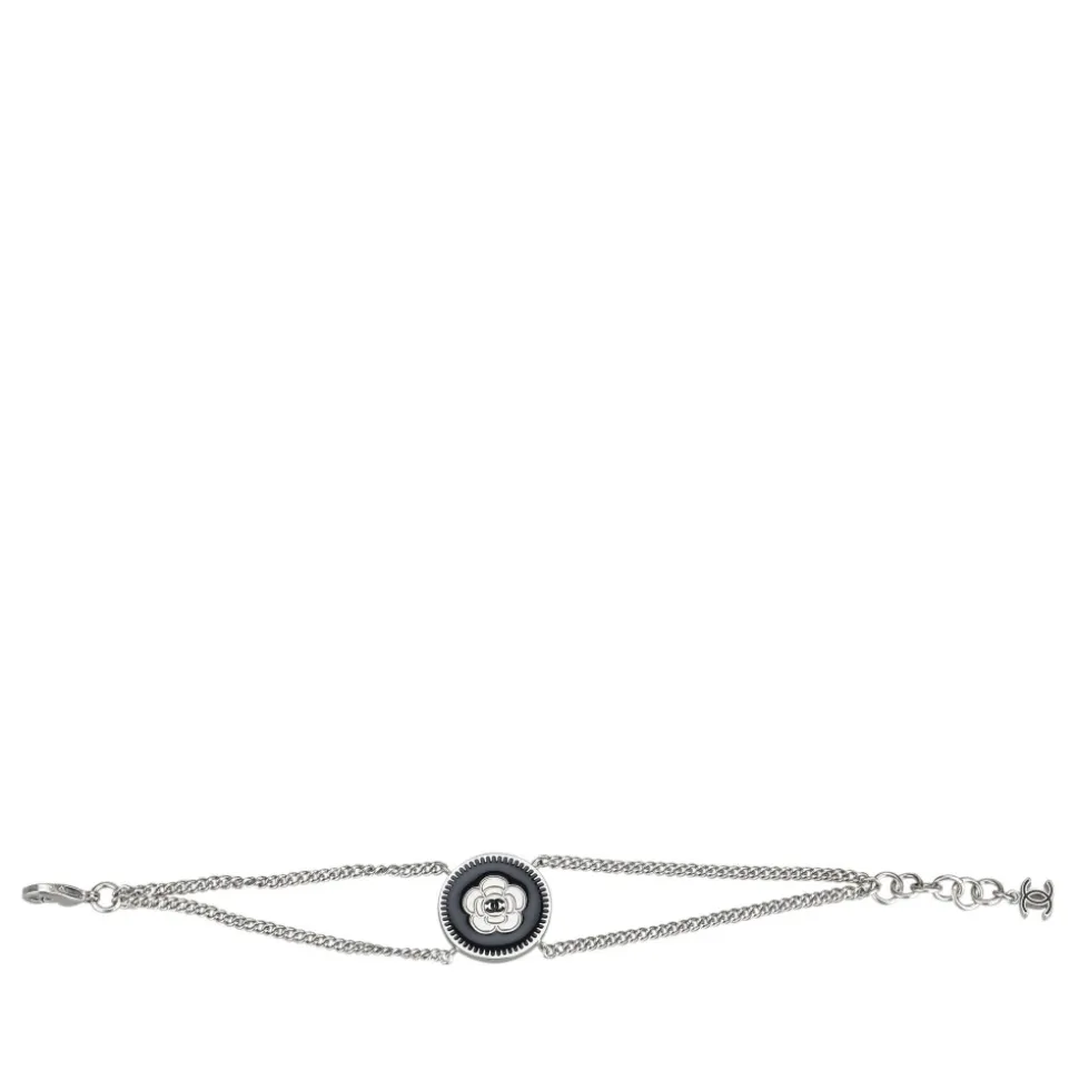 Chanel Vintage - Camellia Metal Bracelet - Silver Black - Chanel Bracelet - Luxury High Quality - Avvenice