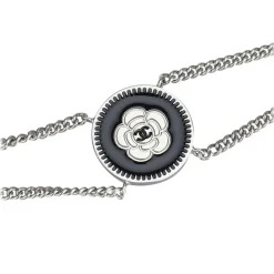 Chanel Vintage - Camellia Metal Bracelet - Silver Black - Chanel Bracelet - Luxury High Quality - Avvenice