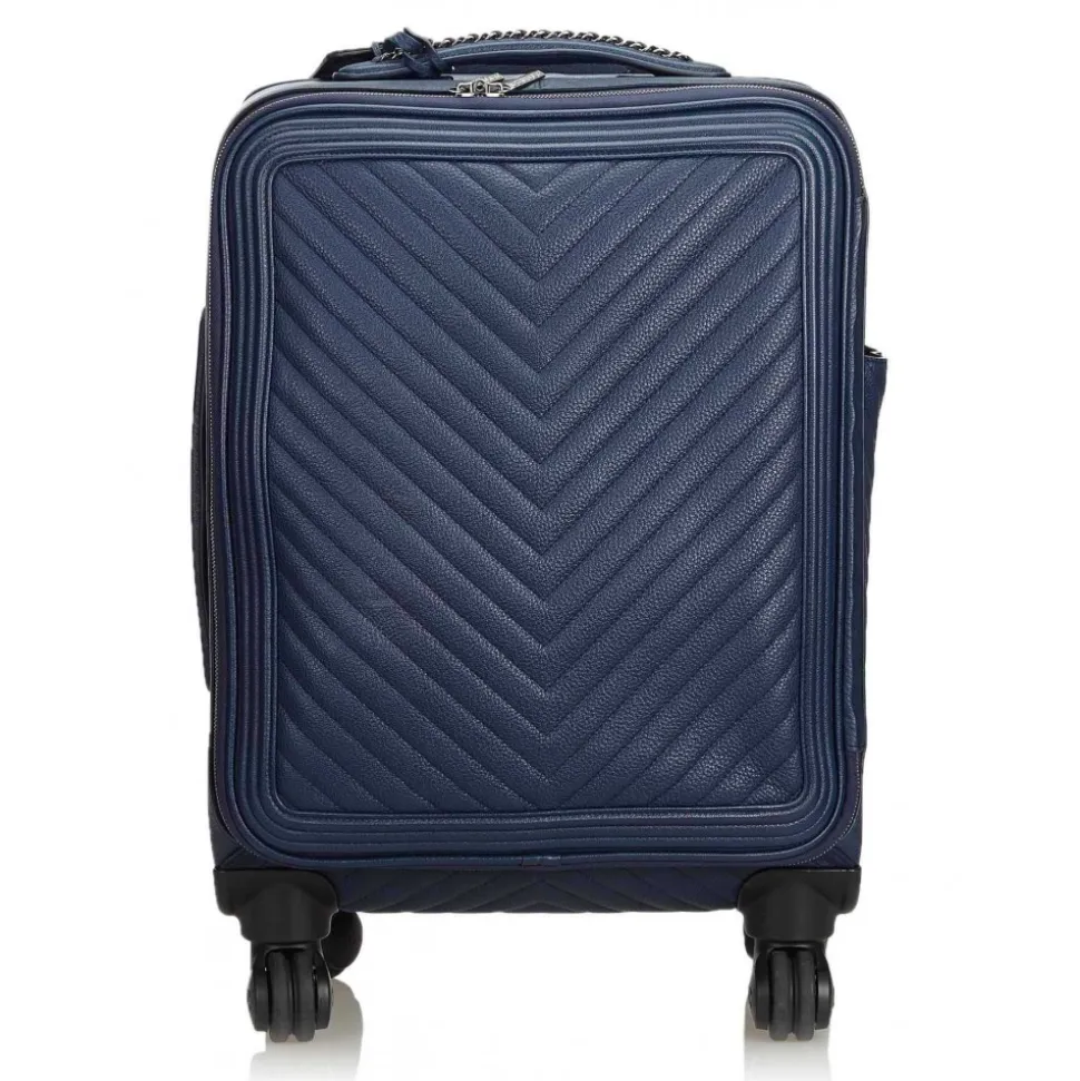 Chanel Vintage - Caviar Coco Case Trolley - Blue Navy - Leather Trolley - Luxury High Quality - Avvenice
