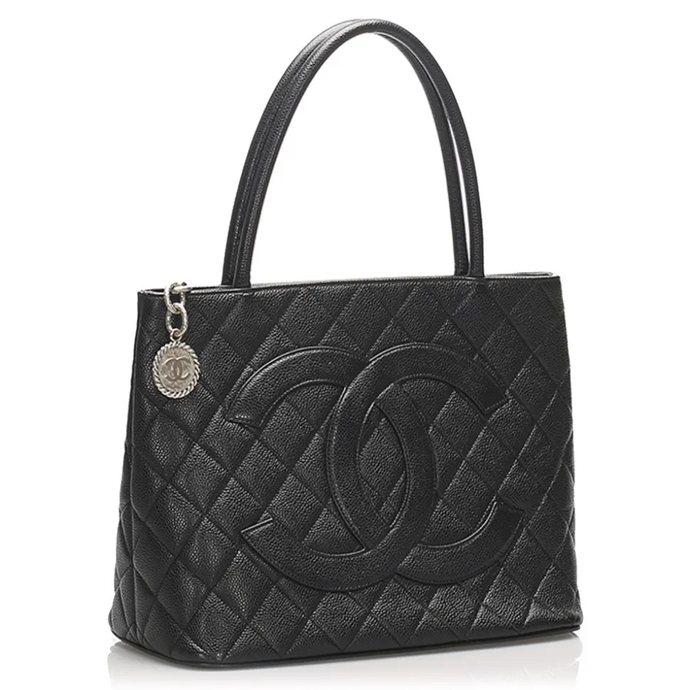 Chanel Vintage - Caviar Medallion Tote Bag - Black - Caviar Leather Handbag - Luxury High Quality - Avvenice