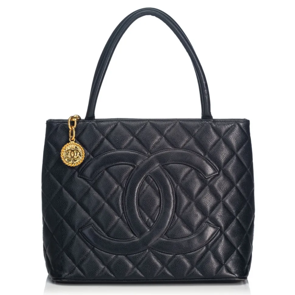 Chanel Vintage - Caviar Medallion Tote Bag - Blue - Caviar Leather Handbag - Luxury High Quality - Avvenice
