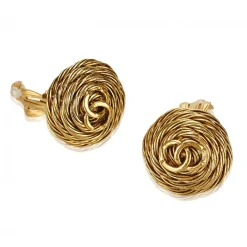 Chanel Vintage - CC Clip-On Earrings - Gold - Earrings Chanel - Luxury High Quality - Avvenice