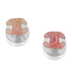 Chanel Vintage - CC Colored Stone Push Back Earrings - Pink Silver - Earrings Chanel - Luxury High Quality - Avvenice