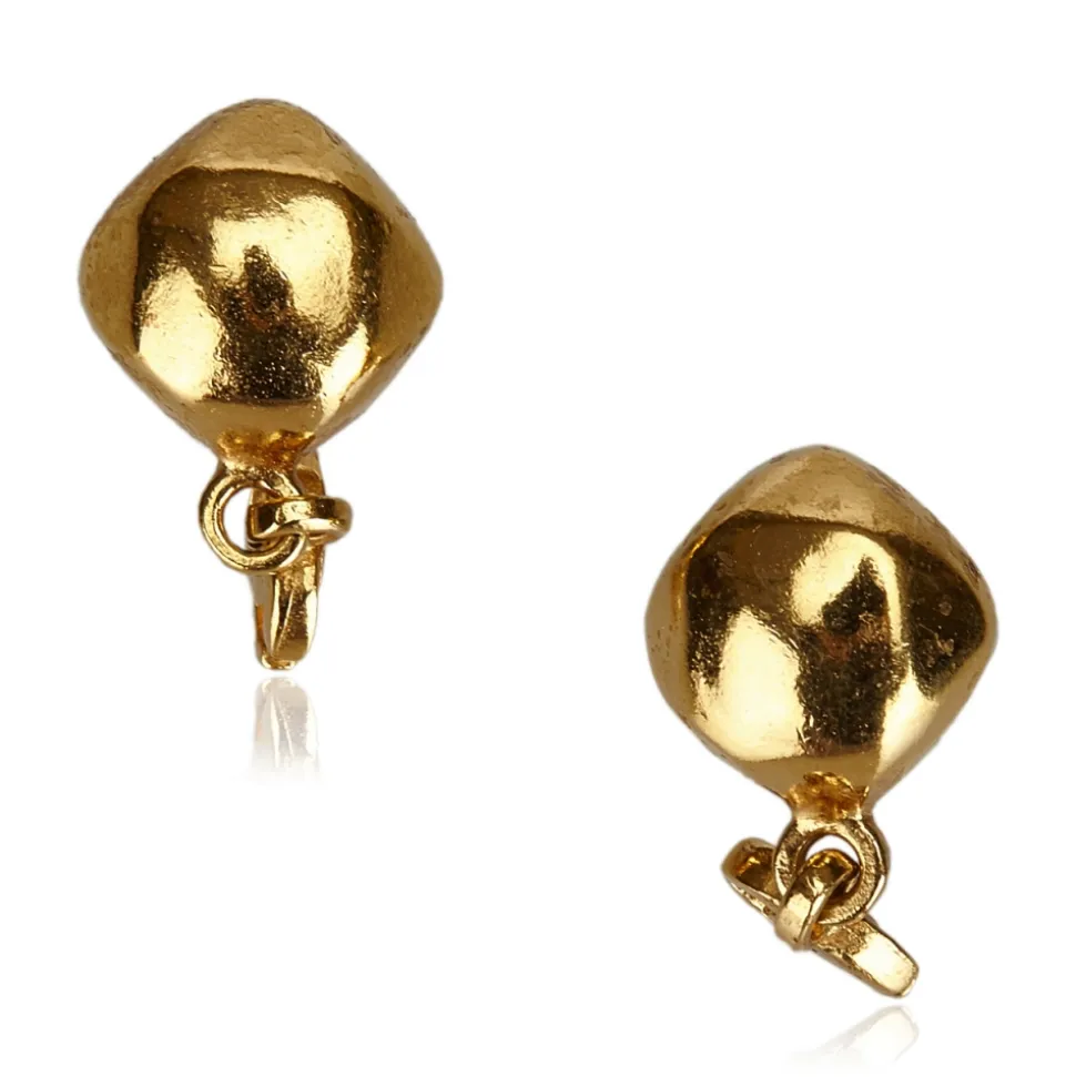 Chanel Vintage - CC Gold Toned Clip On Drop Earrings - Gold - Earrings Chanel - Luxury High Quality - Avvenice