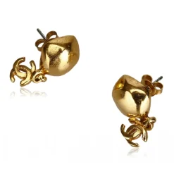 Chanel Vintage - CC Gold Toned Clip On Drop Earrings - Gold - Earrings Chanel - Luxury High Quality - Avvenice