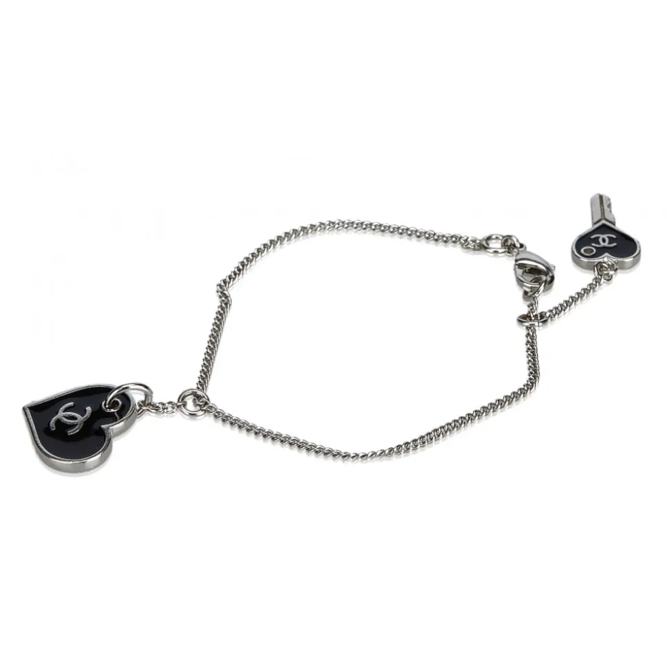 Chanel Vintage - CC Heart Charm Bracelet - Black - Chanel Bracelet - Luxury High Quality - Avvenice