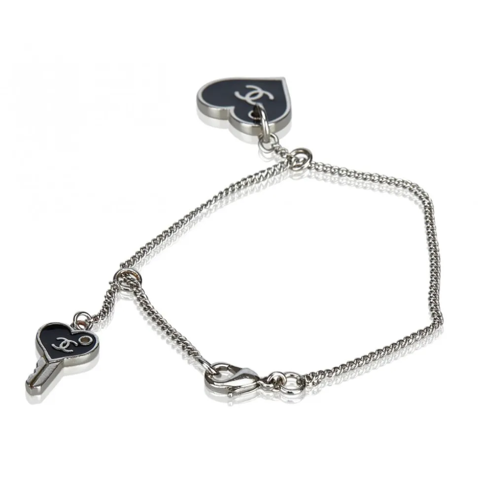 Chanel Vintage - CC Heart Charm Bracelet - Black - Chanel Bracelet - Luxury High Quality - Avvenice