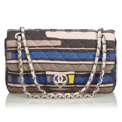 Chanel Vintage - CC Heart Printed Cotton Medium Flap Bag - Pink - Leather & Cotton Handbag - Luxury High Quality - Avvenice