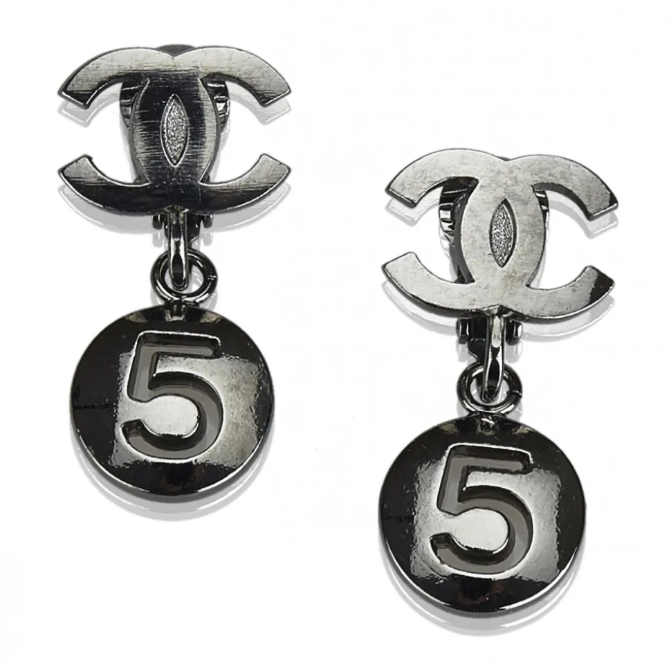 Chanel Vintage - CC No. 5 Drop Earrings - Silver - Earrings Chanel - Luxury High Quality - Avvenice
