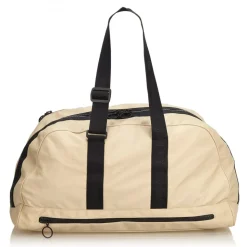 Chanel Vintage - CC Nylon Sport Line Duffle Bag - Brown Beige - Leather and Canvas Handbag - Luxury High Quality - Avvenice