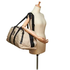 Chanel Vintage - CC Nylon Sport Line Duffle Bag - Brown Beige - Leather and Canvas Handbag - Luxury High Quality - Avvenice