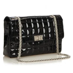 Chanel Vintage - Choco Bar Chain Cotton Handbag Bag - Black - Leather Handbag - Luxury High Quality - Avvenice