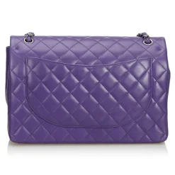 Chanel Vintage - Classic Maxi Lambskin Leather Double Flap Bag - Purple - Leather and Lambskin Handbag - Luxury High Quality - Avvenice