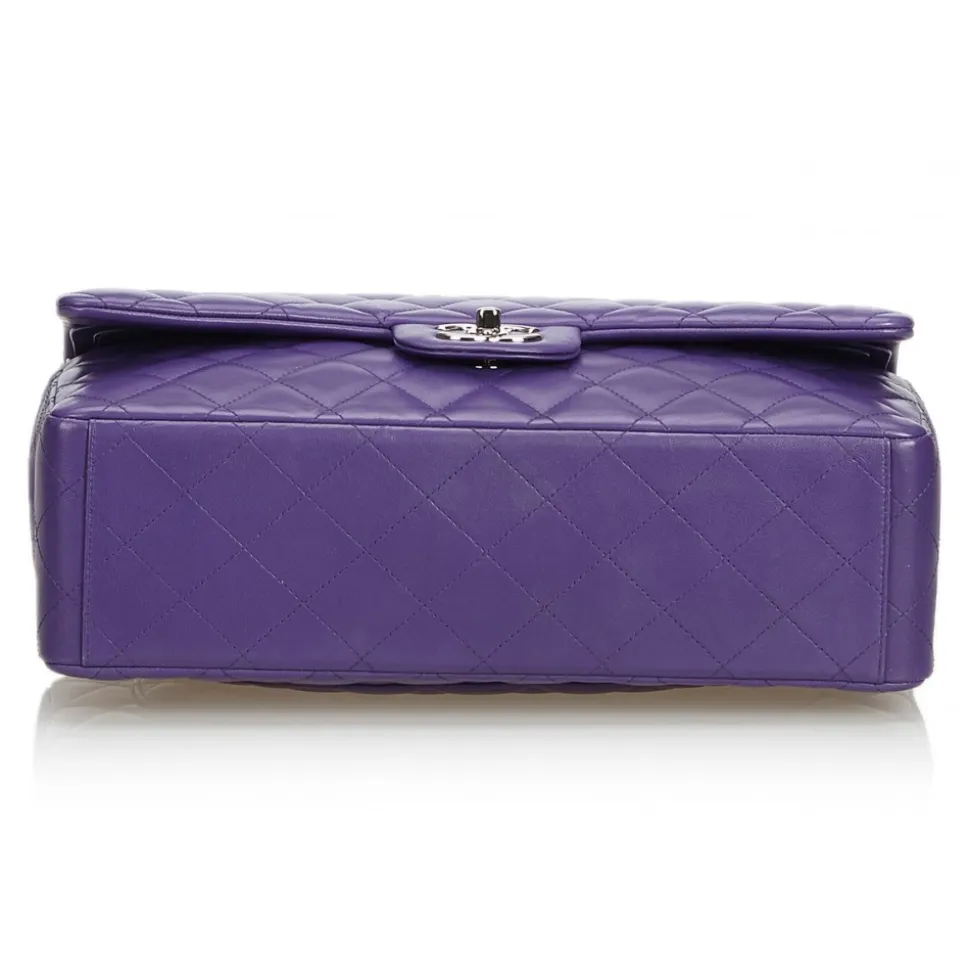 Chanel Vintage - Classic Maxi Lambskin Leather Double Flap Bag - Purple - Leather and Lambskin Handbag - Luxury High Quality - Avvenice