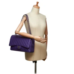 Chanel Vintage - Classic Maxi Lambskin Leather Double Flap Bag - Purple - Leather and Lambskin Handbag - Luxury High Quality - Avvenice