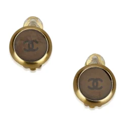 Chanel Vintage - Clip-On CC Earrings - Gold Brown - Earrings Chanel - Luxury High Quality - Avvenice