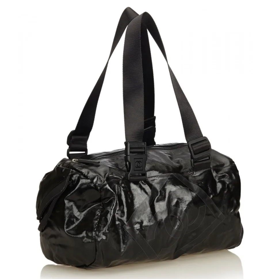 Chanel Vintage - Coated Canvas Sport Line Shoulder Bag - Black - Leather and Canvas Handbag - Luxury High Quality - Avvenice