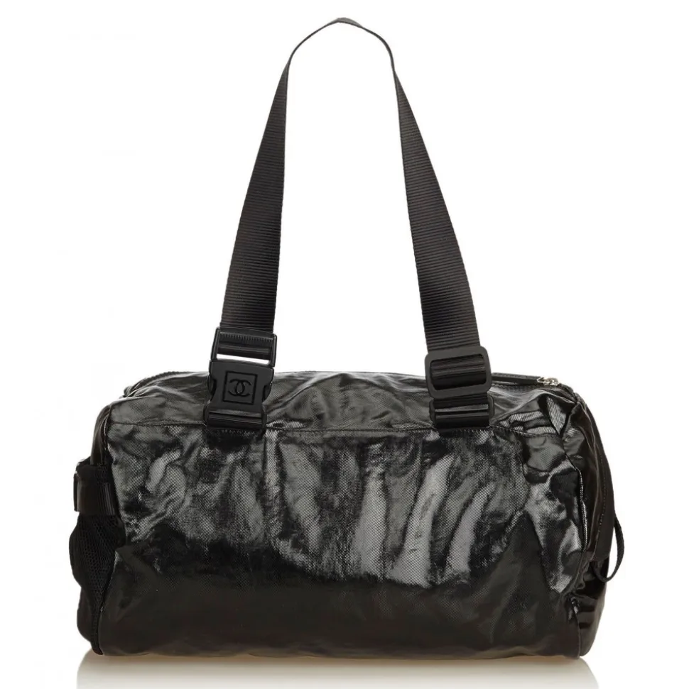 Chanel Vintage - Coated Canvas Sport Line Shoulder Bag - Black - Leather and Canvas Handbag - Luxury High Quality - Avvenice