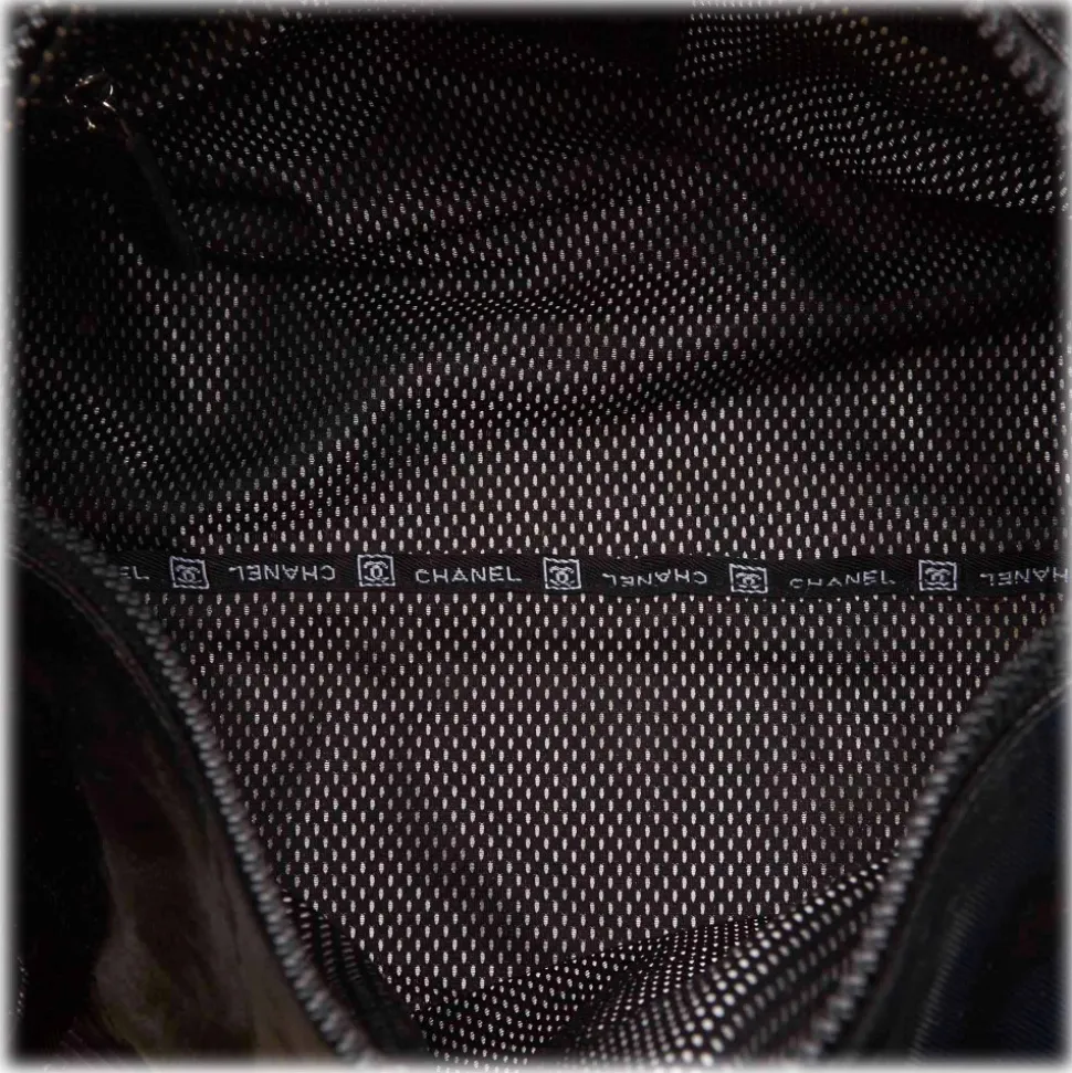 Chanel Vintage - Coated Canvas Sport Line Shoulder Bag - Black - Leather and Canvas Handbag - Luxury High Quality - Avvenice