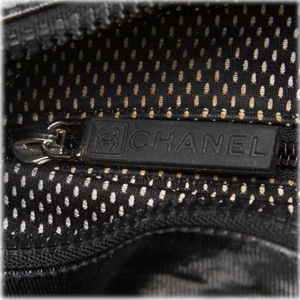 Chanel Vintage - Coated Canvas Sport Line Shoulder Bag - Black - Leather and Canvas Handbag - Luxury High Quality - Avvenice
