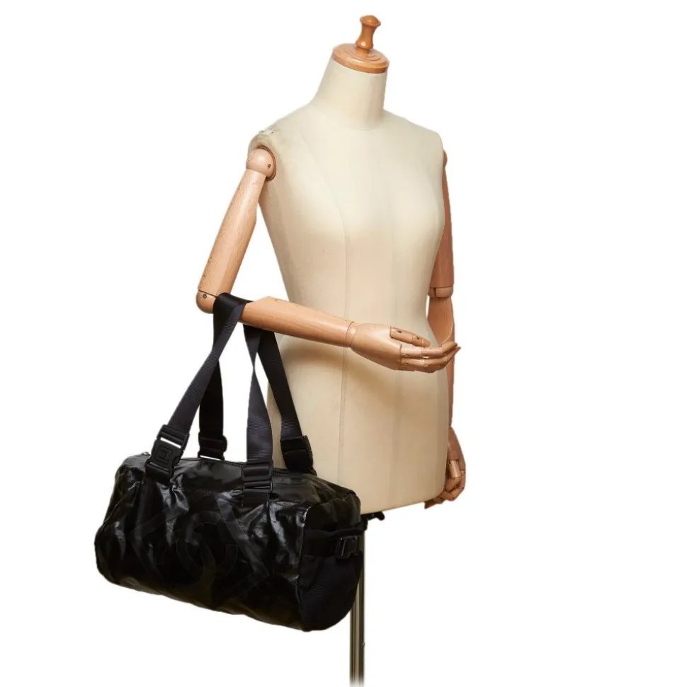 Chanel Vintage - Coated Canvas Sport Line Shoulder Bag - Black - Leather and Canvas Handbag - Luxury High Quality - Avvenice