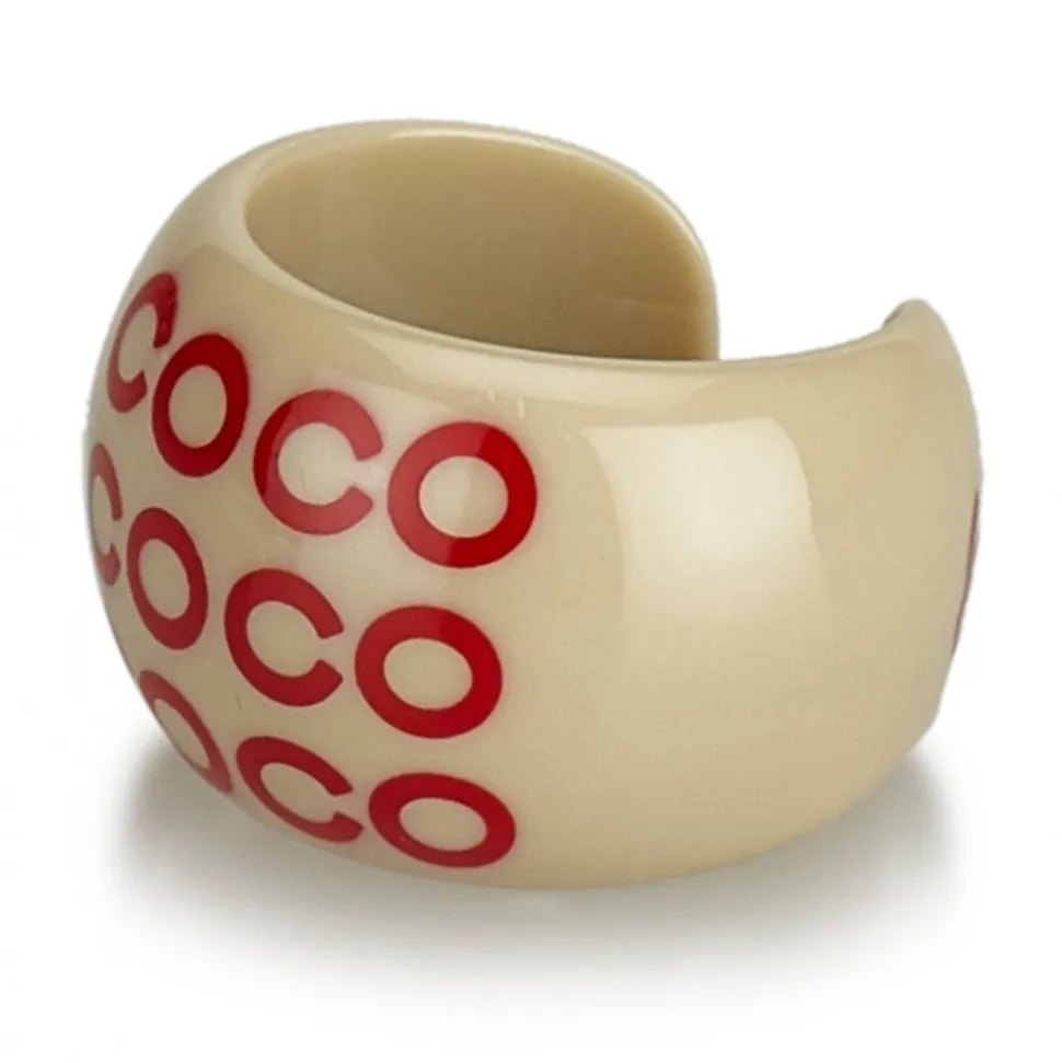 Chanel Vintage - Coco Resin Ring - White Ivory - Chanel Ring - Luxury High Quality - Avvenice