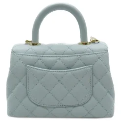 Chanel Vintage - Extra Mini Caviar Coco Top Handle - Blue - Leather and Lambskin Handbag - Luxury High Quality - Avvenice