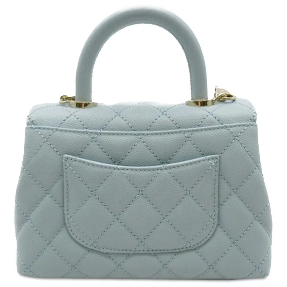 Chanel Vintage - Extra Mini Caviar Coco Top Handle - Blue - Leather and Lambskin Handbag - Luxury High Quality - Avvenice