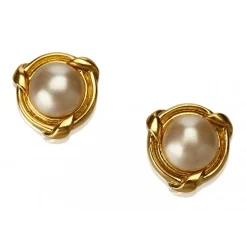 Chanel Vintage - Faux Pearl Gold-Tone Clip-On Earrings - Gold - Earrings Chanel - Luxury High Quality - Avvenice