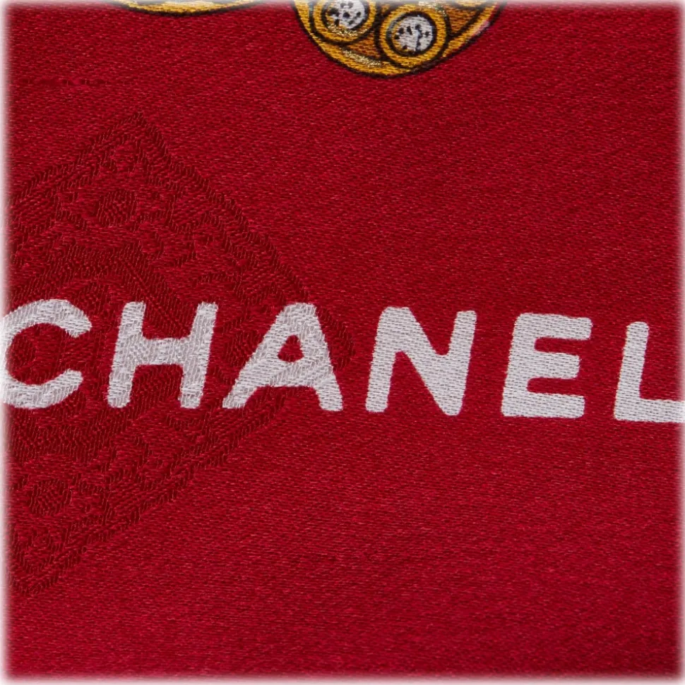 Chanel Vintage - Gem Printed Silk Scarf - Red - Silk Foulard - Luxury High Quality - Avvenice
